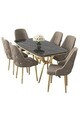 Set masa si scaune (7 piese), Hanah Home, Asel, Sonata / Aur / Cappuccino