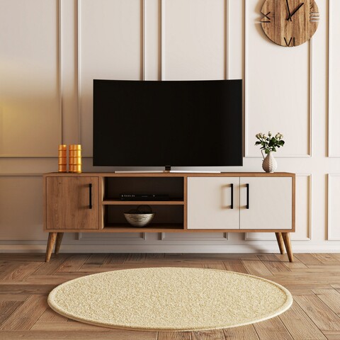 Comoda TV, Mezza, Exxen – 1584, 150 x 52 x 34 cm, pal melaminat, stejar/alb 150