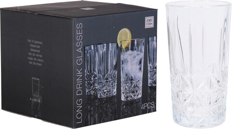 Set 4 pahare long drink, 260 ml, 7x13 cm, sticla