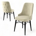 Set de scaune, Charlotte, Pare, Metal, Crem/Negru