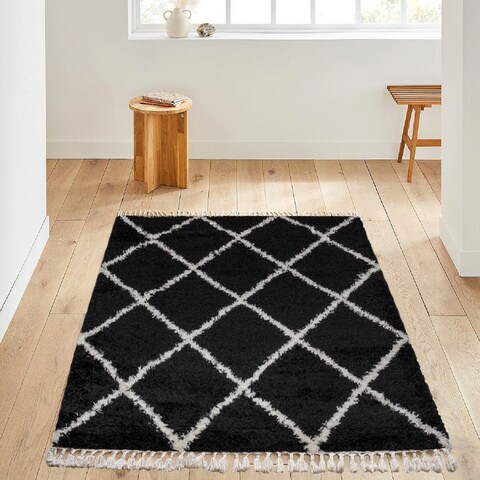 Covor de hol, post 3207, 80x150 cm, poliester, alb negru