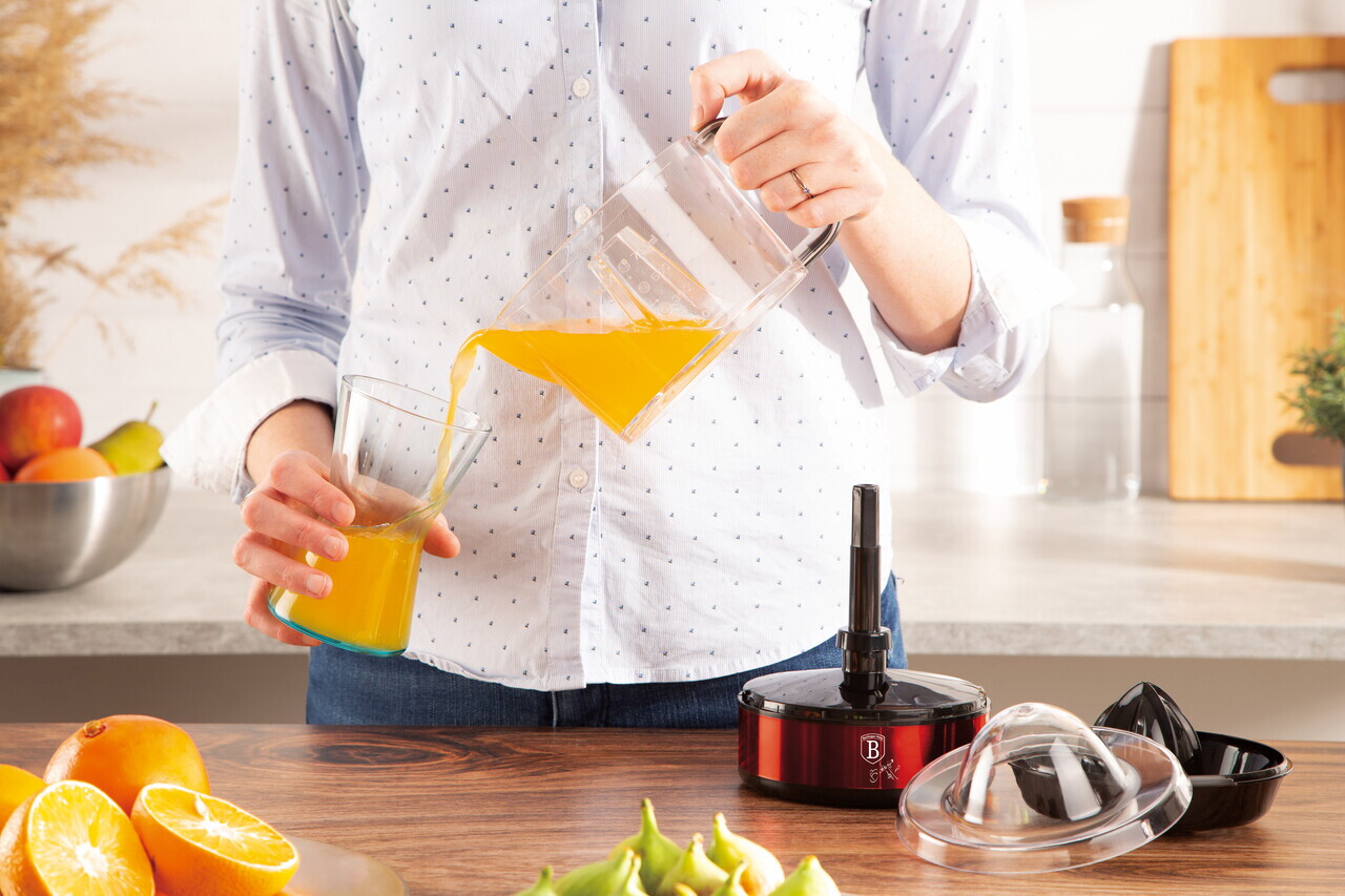 Storcator electric de citrice Berlinger Haus, Burgundy, 40W, 700 ml, plastic/inox, rosu/transparent - imagine 4