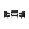 Set mobilier pentru gradina/terasa 4 piese, Songmics, otel/polietilena, negru/grej