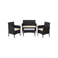 Set mobilier pentru gradina/terasa 4 piese, Songmics, otel/polietilena, negru/grej