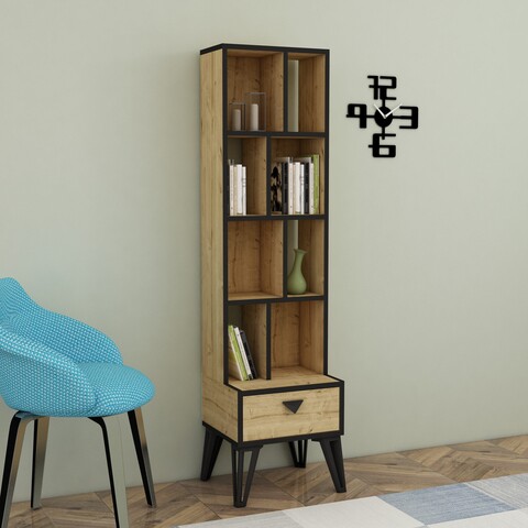 Biblioteca Galaxy, Ametti, 42 x 35 x 160 cm, oak/negru Mobilier si saltele