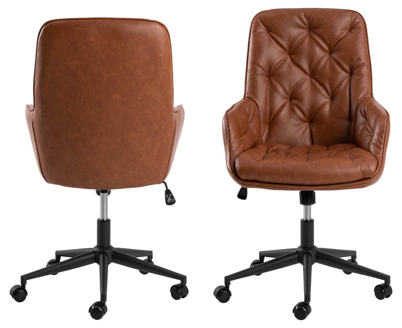 Scaun de birou Erik, Actona, 60x67.5x106 cm, rotativ, piele ecologica/otel, brandy - view 8