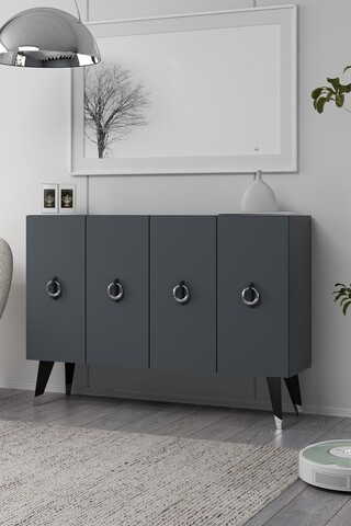 Consola, Hanah Home, 8184KM-32, 120x80x29.6 cm, PAL , Anthracite / Black / Silver