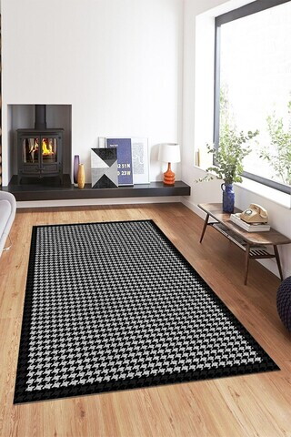 Covor, CLR-0000383-004, 80x250 cm, Poliester, Negru