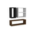 Raft de perete, Puqa Design, Ece, 70x20x19.6 cm, PAL, Alb / Antracit / Nuc