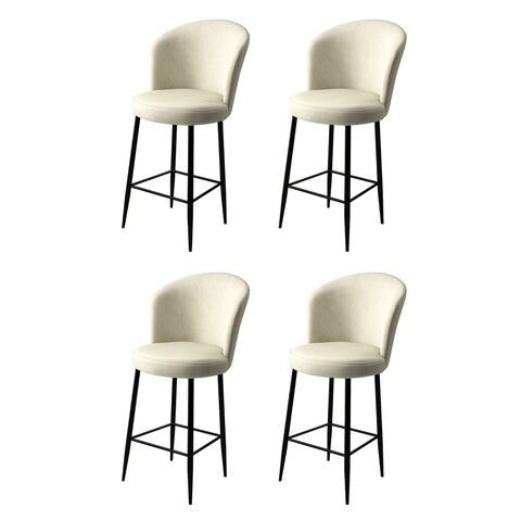 Set scaune  de bar 4 piese, Charlotte, Fora, Metal, Crem/Negru