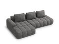 Coltar extensibil stanga 3 locuri, Linz, Cosmopolitan Design, 275x142x84 cm, cotiera dreapta, catifea, gri