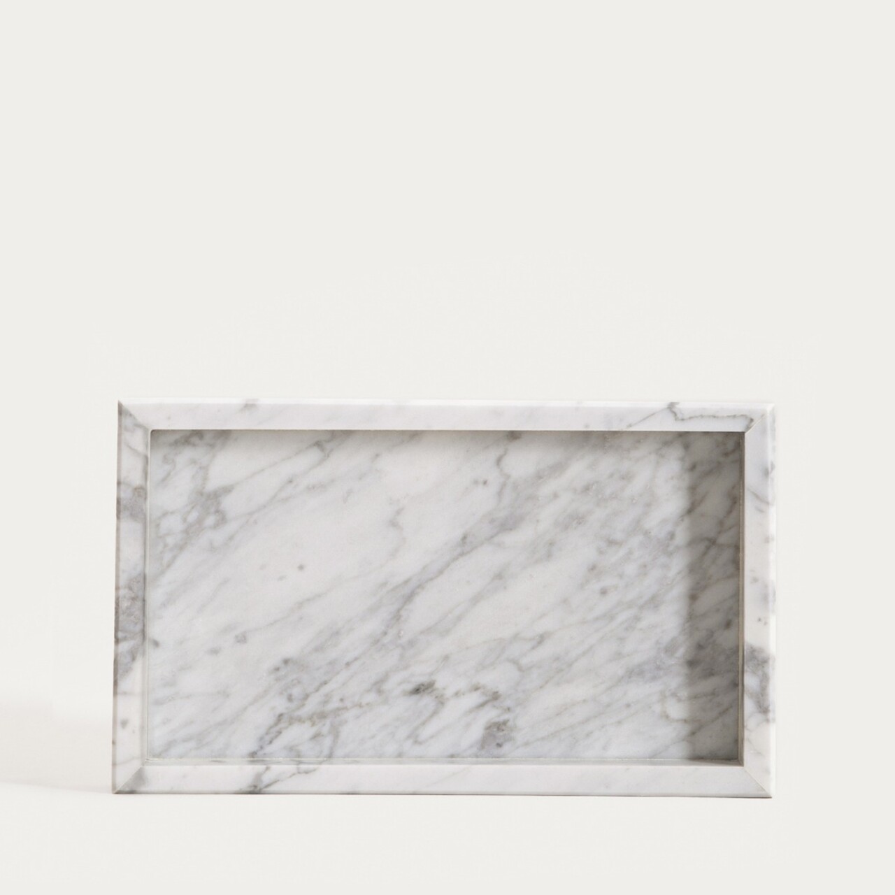 Tava decorativa Marmuri, Homla, 25x15x3 cm, marmura, alb/gri - imagine 2