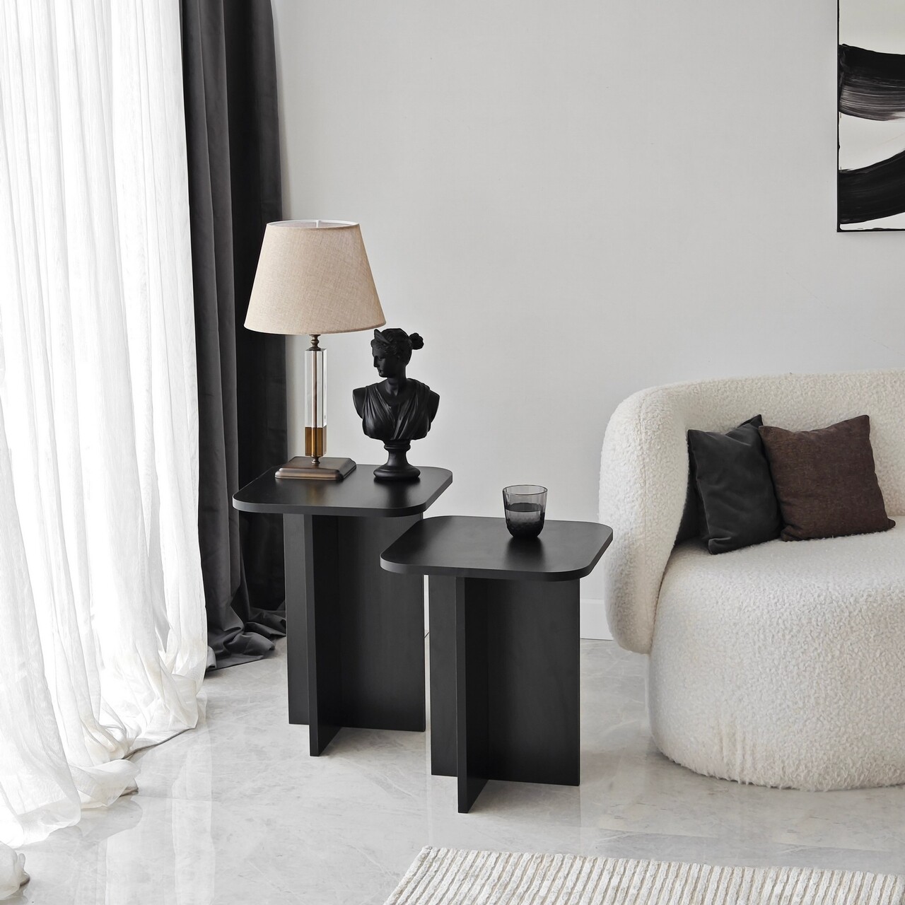 Set masute 2 piese, Neostill, Blues Set, PAL, Negru - 1 | YEO