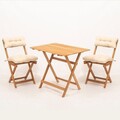 Set mobilier de gradina 3 piese, Meya Dekor, My003A, Lemn de fag, Natural / Crema