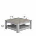 Masuta de cafea, Minima, Grado, 89 x 46 x 89 cm, pal melaminat, gri deschis/stejar