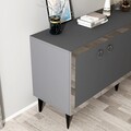 Consola, Olivia, Ponny, 150x40x79 cm, PAL , Antracit / Argintiu