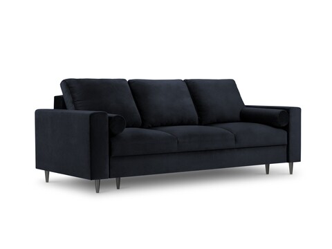 Canapea extensibila, Camellia, Mazzini Sofas, 3 locuri, cu lada de depozitare, 220x100x92 cm, catifea, albastru inchis