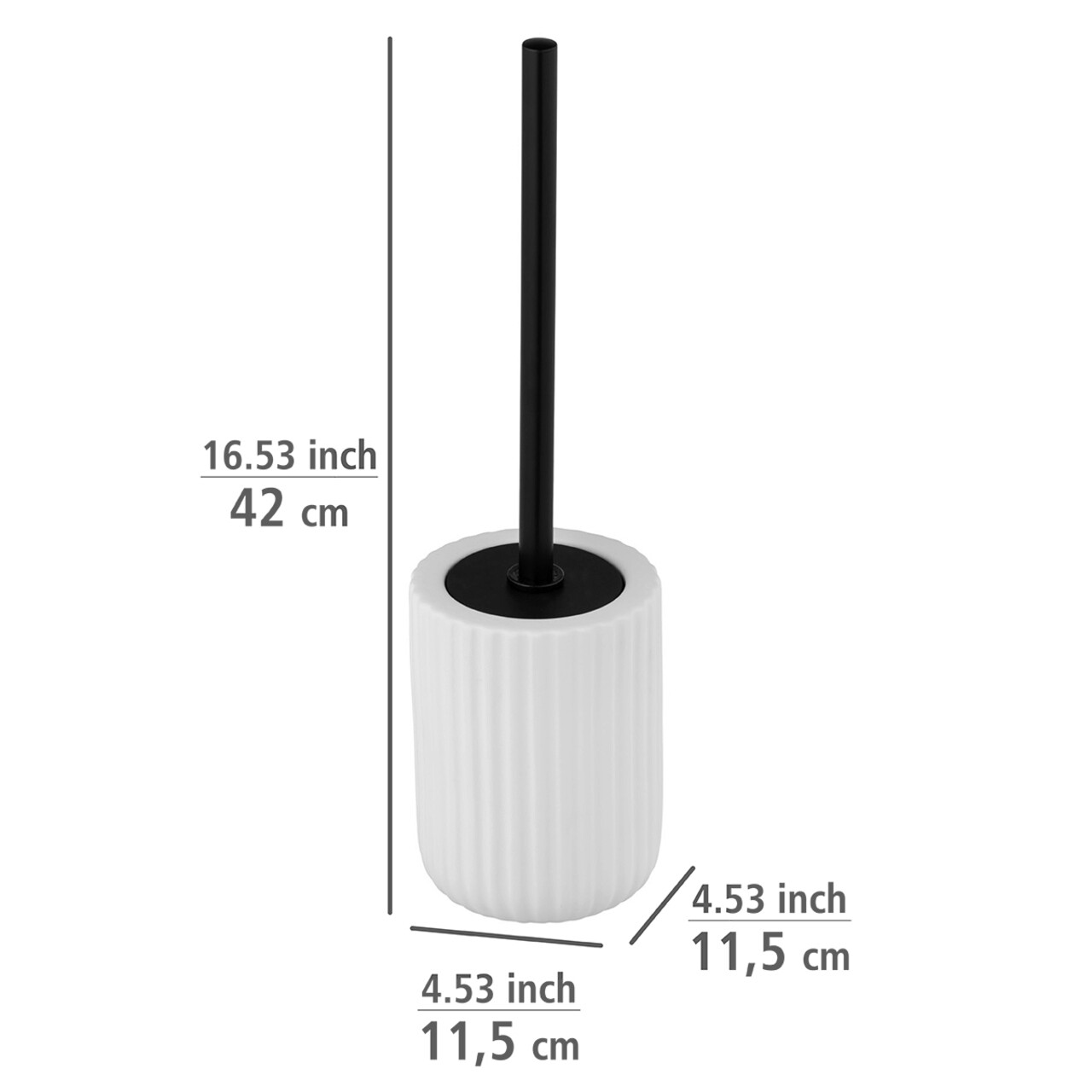 Perie pentru toaleta cu suport Belluno, Wenko, 11.5x42 cm, ceramica/inox, alb/negru - view 7