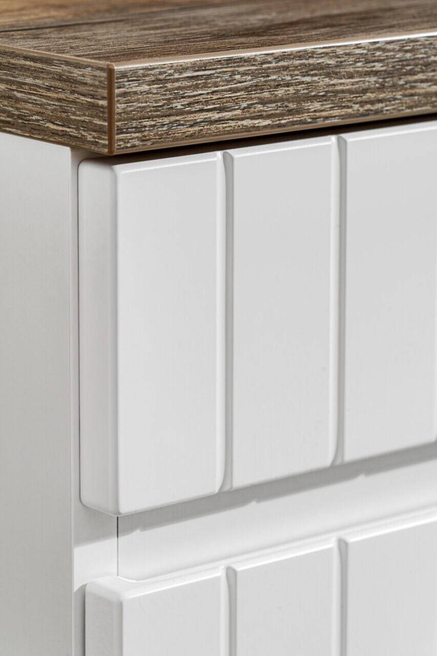 Set mobilier baie Iconic White 60 cm, dulap inalt, masca cu lavoar si oglinda cu lampa, Comad, MDF/PAL, alb - view 2