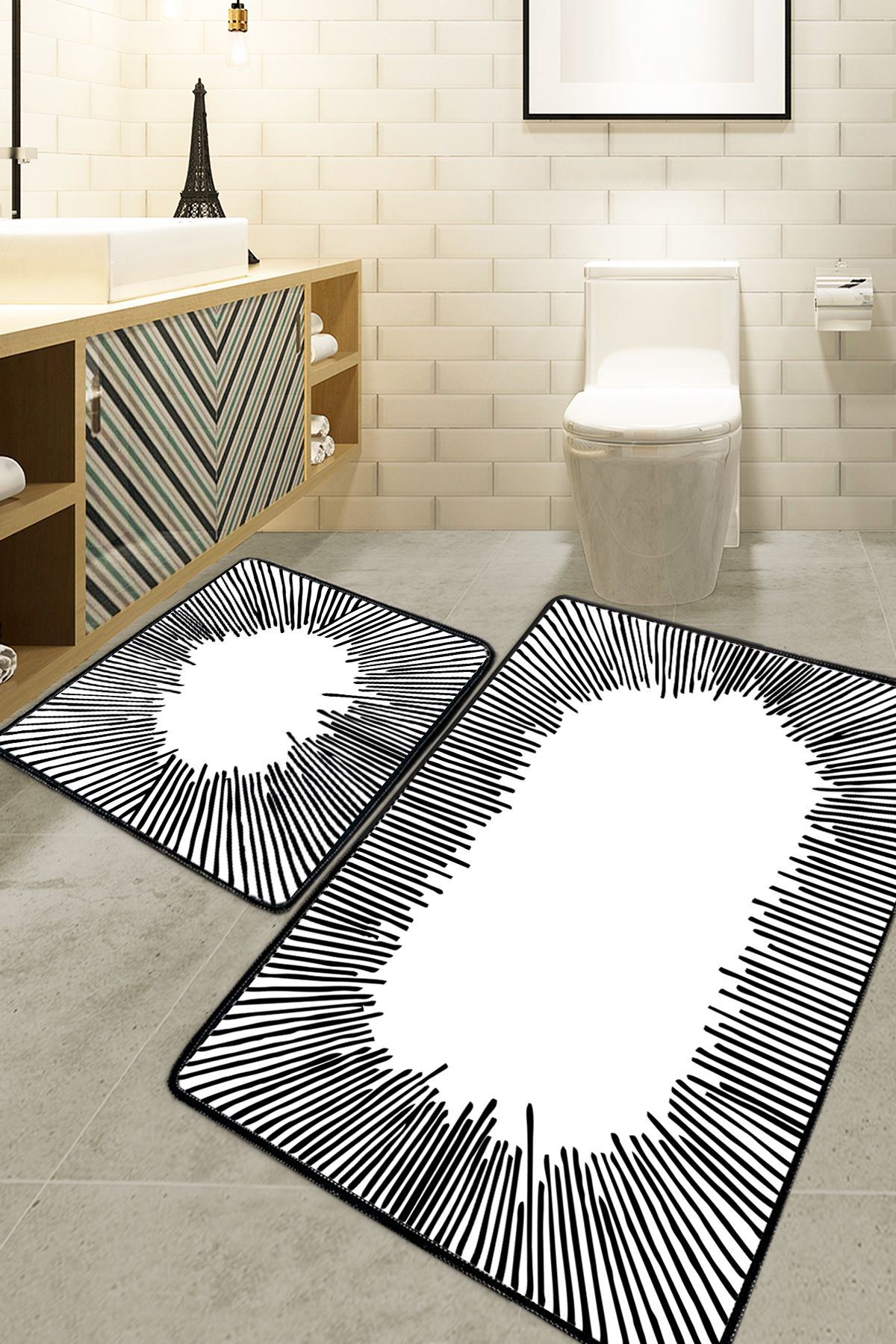 Set covorase de baie, L'essentiel Maison, Somber, Ecru