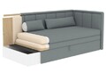 Canapea extensibila brat dreapta 3 locuri, ELTAP, Fulgeo, 214x82x77 cm, lemn/catifea din poliester, albastru inchis/gri