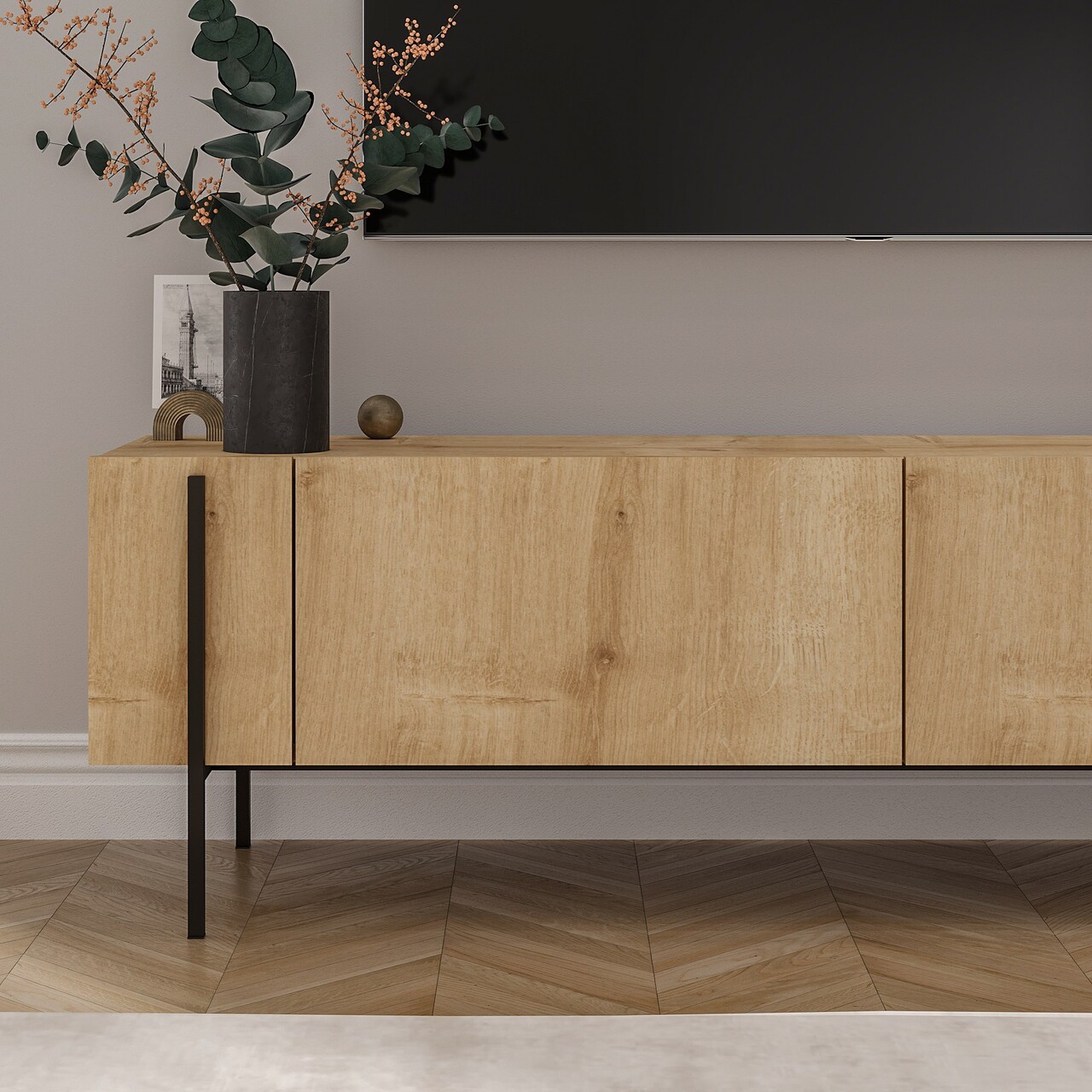 Comoda TV, Odessa, Herman, 160x45.6x31.4 cm, Maro - 2 | YEO