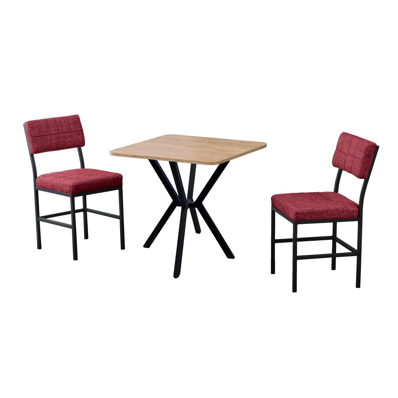 Set masa extensibila si scaune, 3 piese, Hanah Home, Dubai, Burgundia / Nuc - view 2