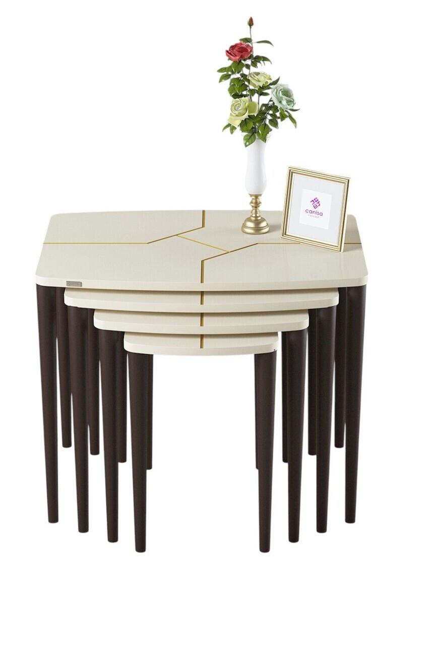Set masute Nesting 4 piese, Hanah Home, Lyon, Crema/Nuca — imaginea 2