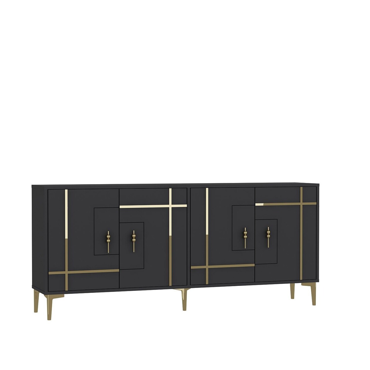Consola, Hanah Home, Simge, 180x78.6x35 cm, PAL , Antracit / Aur - view 4