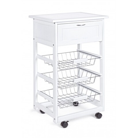 Carucior cu 3 cosuri, jim white, bizzotto, 47x37x80 cm, lemn de pin/ceramica