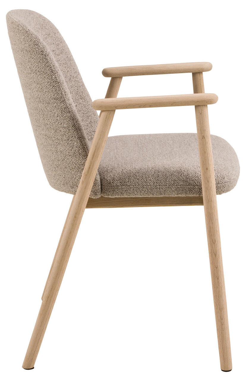 Scaun Leo, Actona, 55.5x57x80.5 cm, tesatura Boucle/lemn de stejar, bej - view 6