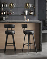Set 2 scaune de bar, Vasagle, Ekho, 57x101 cm, sezut rotativ, otel/piele ecologica, negru
