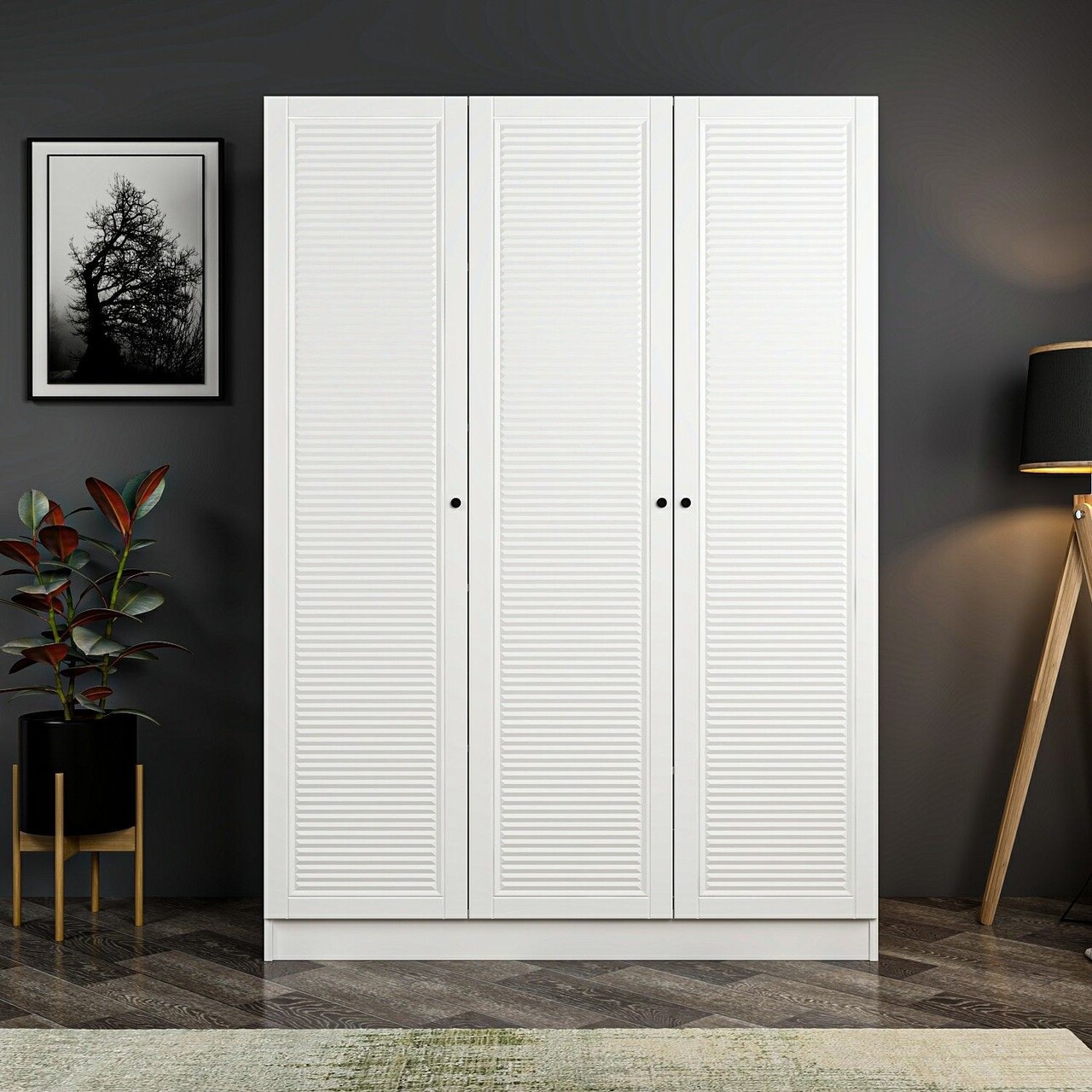 Dulap pentru haine, Minerva, Kale White, 135x190x52 cm, PAL, Alb - 1 | YEO