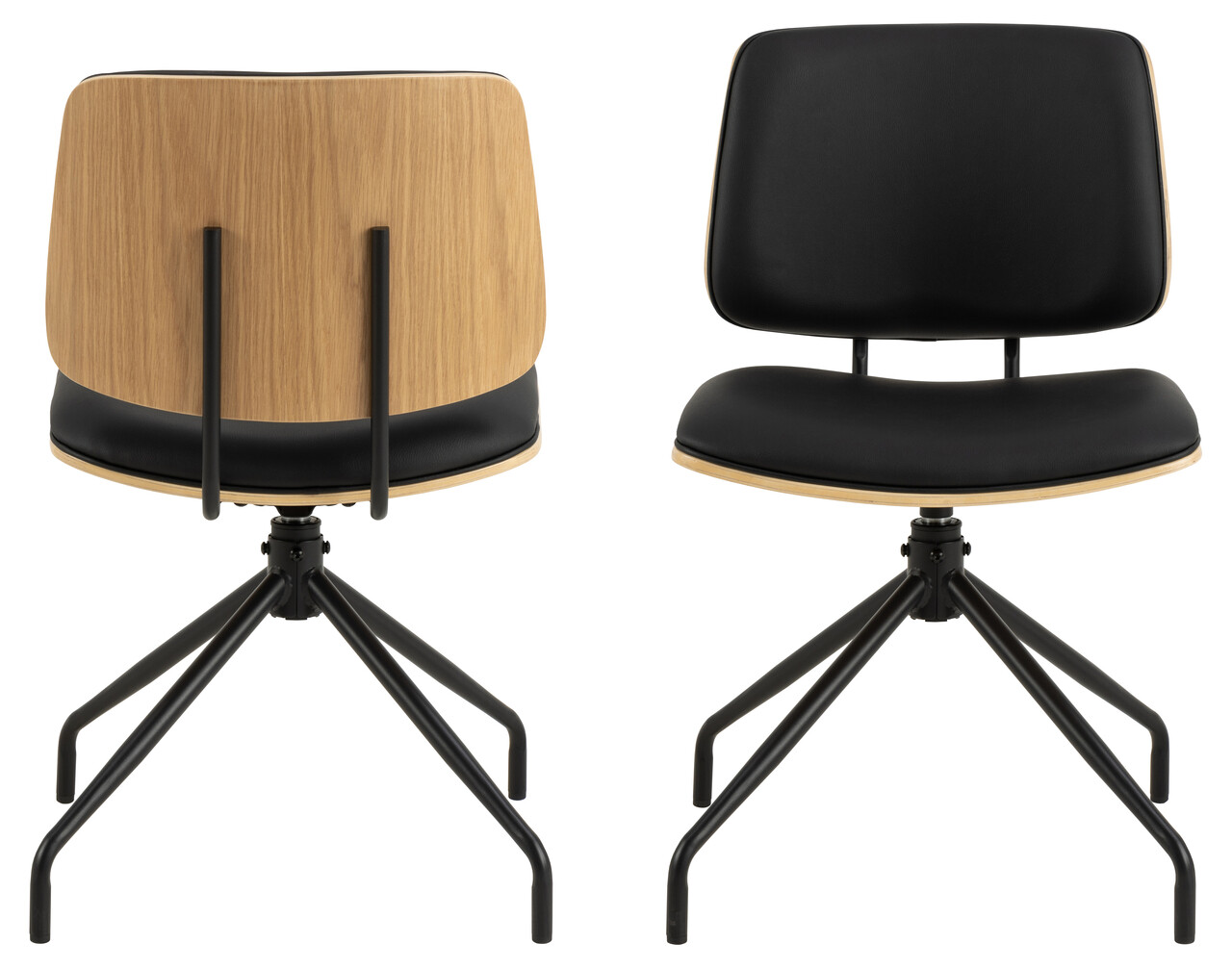 Scaun Owen, Actona, 48.5x53x81 cm, rotativ, piele ecologica/otel, negru - view 7