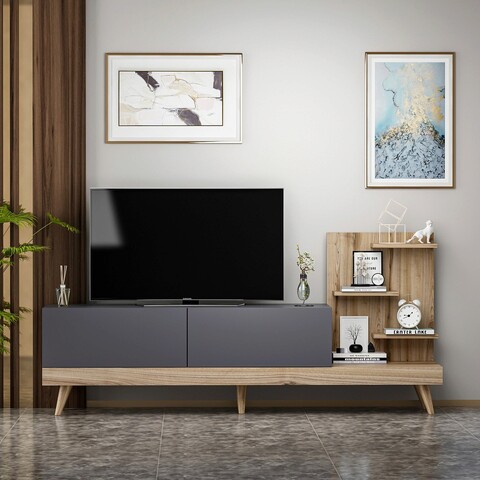Comoda TV, Inarch, Dizayn, 180x82x37 cm, Antracit / Nuc Inarch