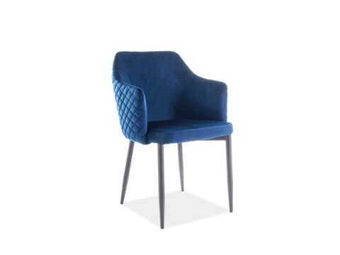 Scaun Astor Velvet, Signal, 46x46x84 cm, catifea/otel, albastru/negru