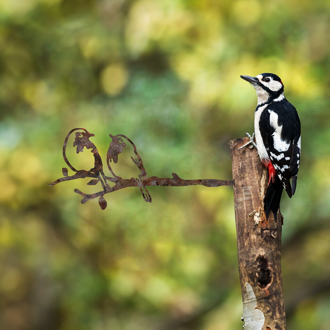 Obiect decorativ de grădină, Bird On The Branch 06, 50x20 cm, Maro - imagine 2