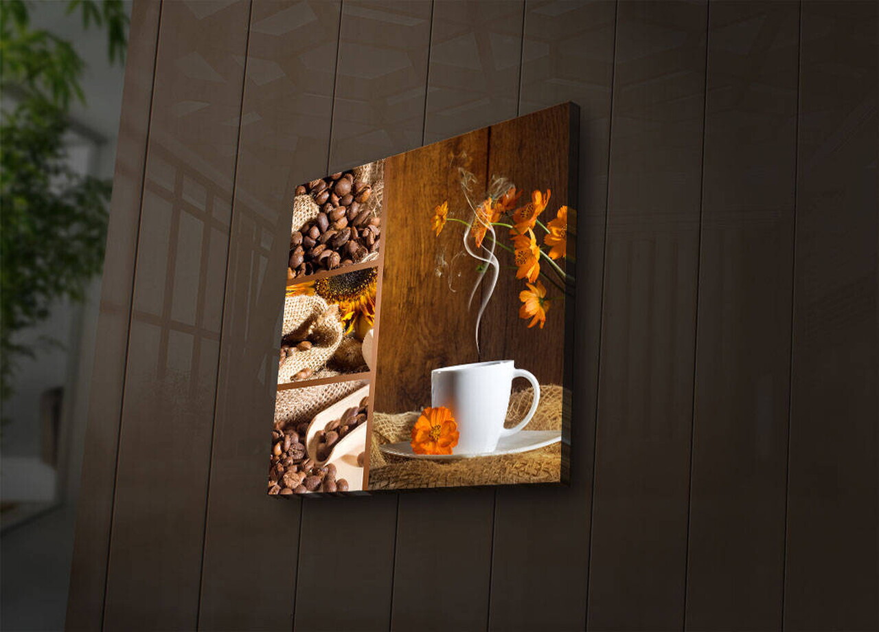 Tablou decorativ cu lumina LED, 2828İACT-16, PÂNZĂ DIN PIELE ÎNTOARSĂ, Dimensiune: 28 x 28 cm, Multicolor — imaginea 3