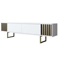 Comoda TV, Bexley, Gold Line, Alb/Auriu