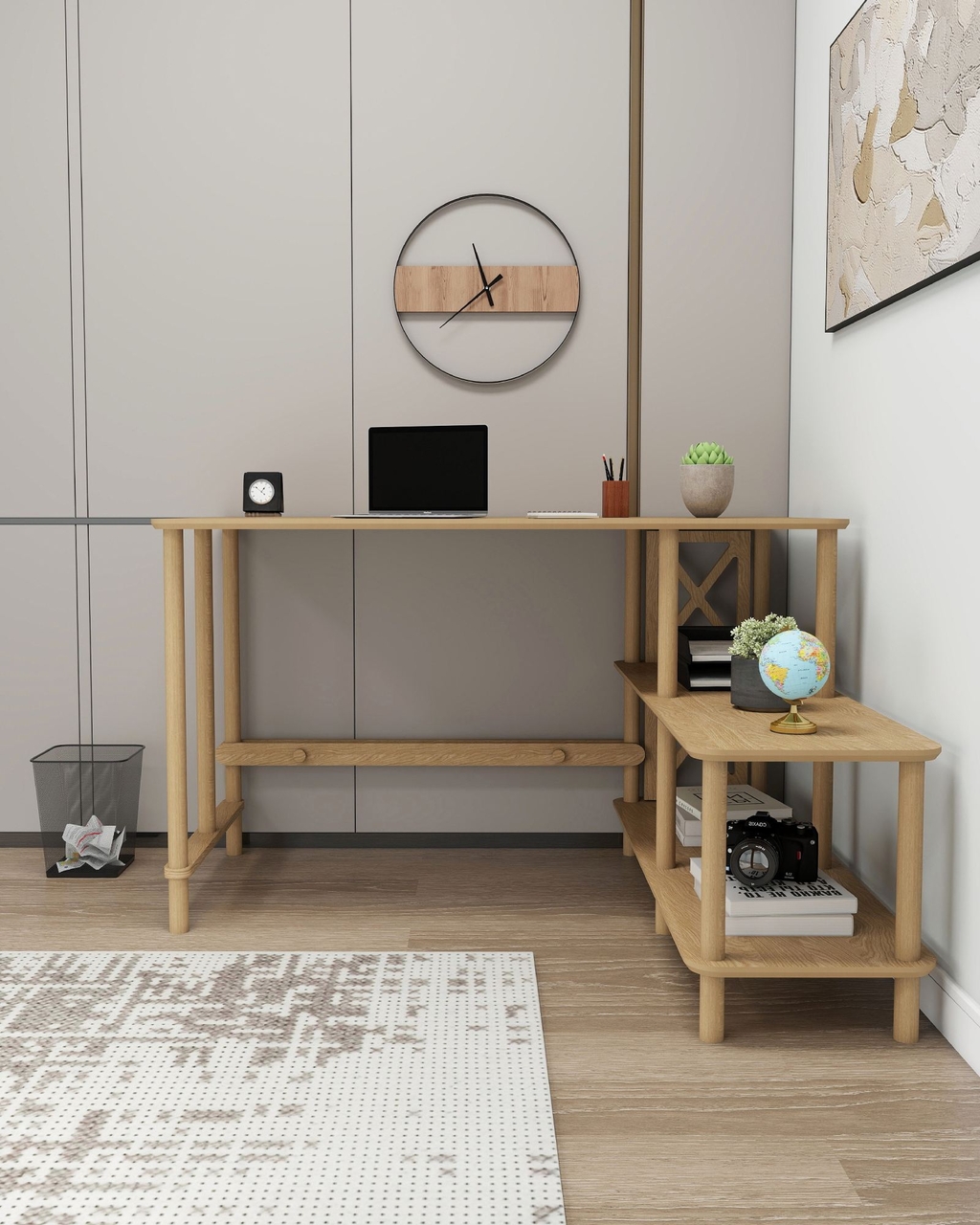Birou, Hanah Home, Tavalo, 125x75x65 cm, Stejar - view 2
