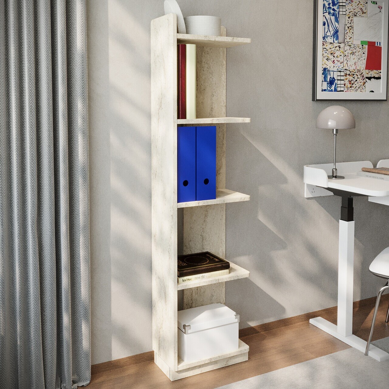 Corp biblioteca, Hanah Home, Aura, 37.8x150x23.8 cm, Travertin — imaginea 3
