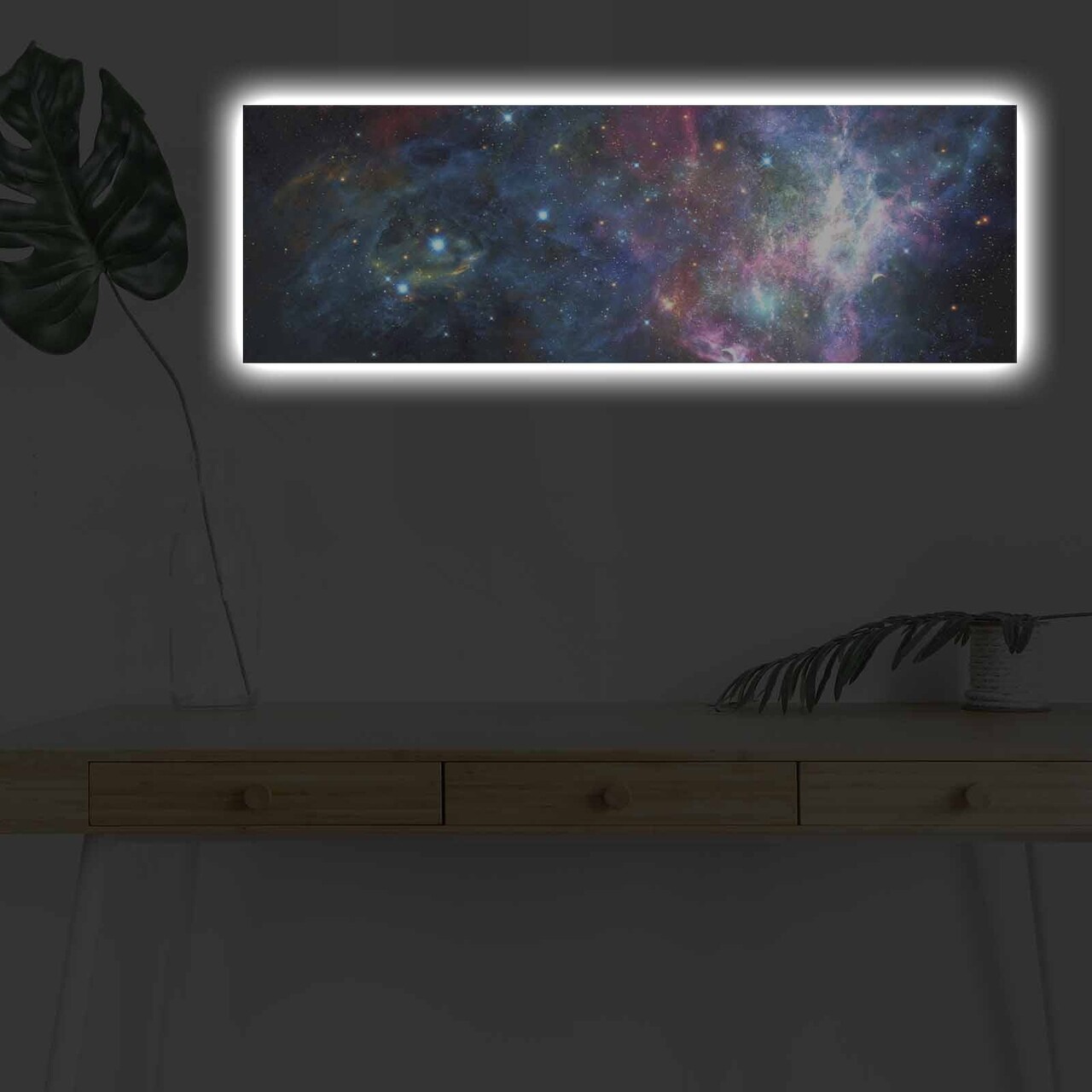 Tablou decorativ cu lumina LED, 3090NASA-005, 30 x 90 cm, Multicolor - view 2