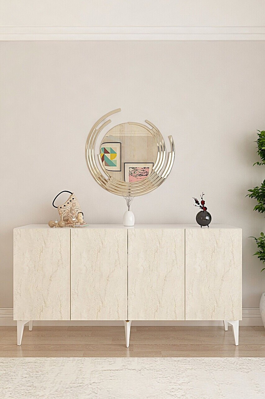 Consola, Hanah Home, Lipa 150, 125x75x32 cm, Alb / Travertin — imaginea 3