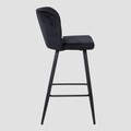 Scaun de bar Hana Reducido, Homla, 52x44x89 cm, metal/MDF/catifea din poliester, negru