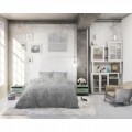 Lenjerie de pat dubla Wood Fabric Grey, Royal Textile, 3 piese, 200 x 220 cm, 100% bumbac, gri
