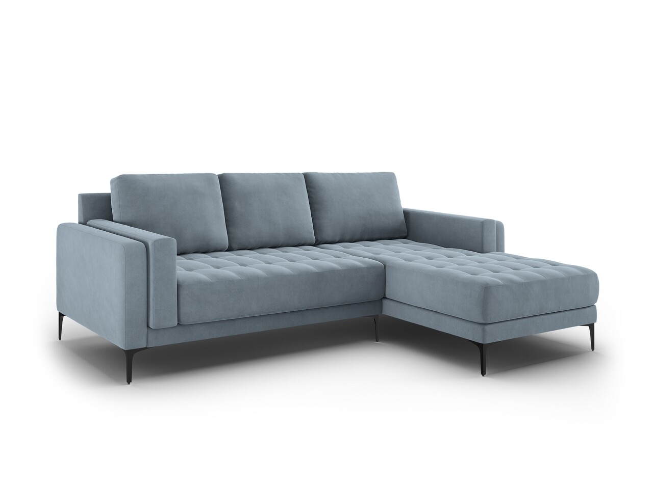 Coltar Dreapta, Orrino, Mazzini Sofas, 4 Locuri, 242x164x82 Cm, Catifea, Albastru Deschis