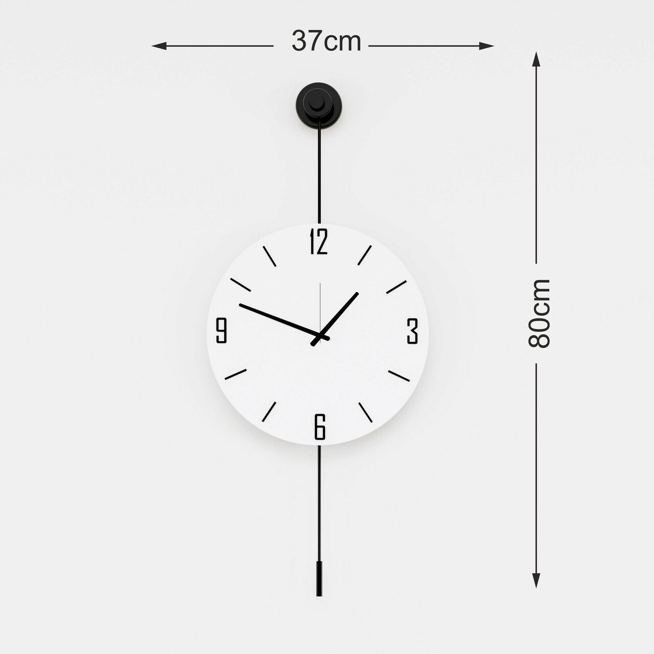 Ceas de perete, Mclock-00117, Lățime: 37 cm Înălțime: 80 cm Adâncime: 7 cm, Negru - view 2
