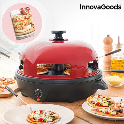 Cuptor electric pentru mini pizza cu carte de retete Presto, InnovaGoods, 700W, rosu/negru