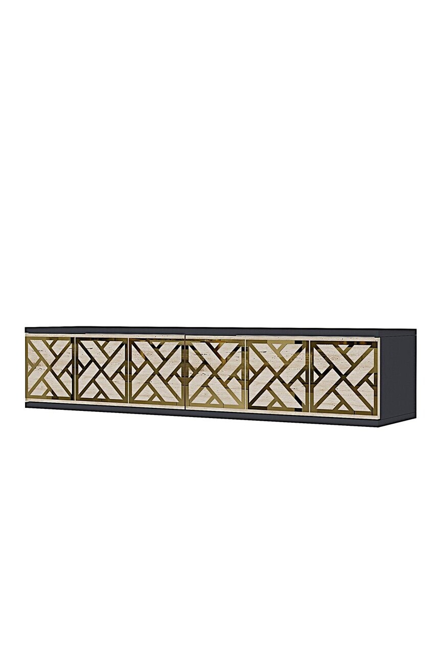 Dulap, Hanah Home, Arex 120, 120x25.5x29.6 cm, Antracit / Travertin / Auriu — imaginea 5
