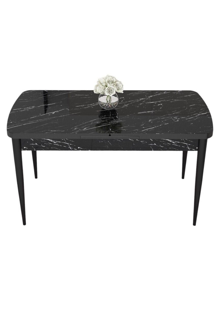 Masa, Hanah Home, Nef, 114x78x70 cm, Model de marmură neagră / Negru — imaginea 2